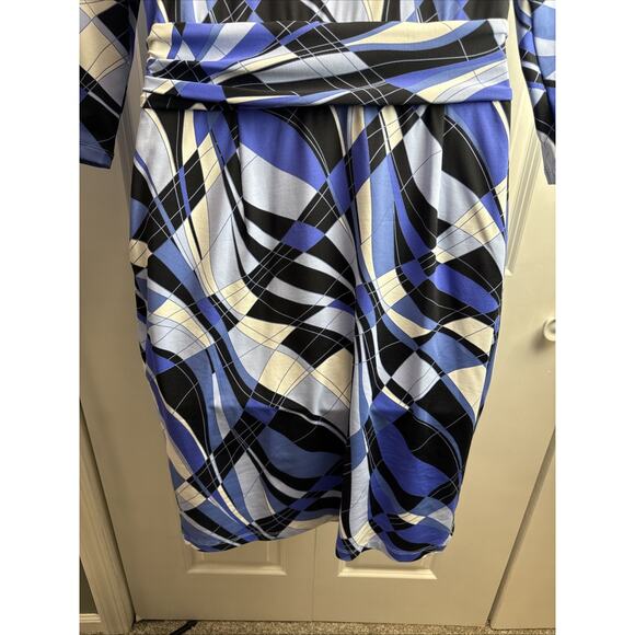 J Mclaughlin Women's Dress Size Large Navy White Geometric Print Catalina Cloth - Picture 7 of 11